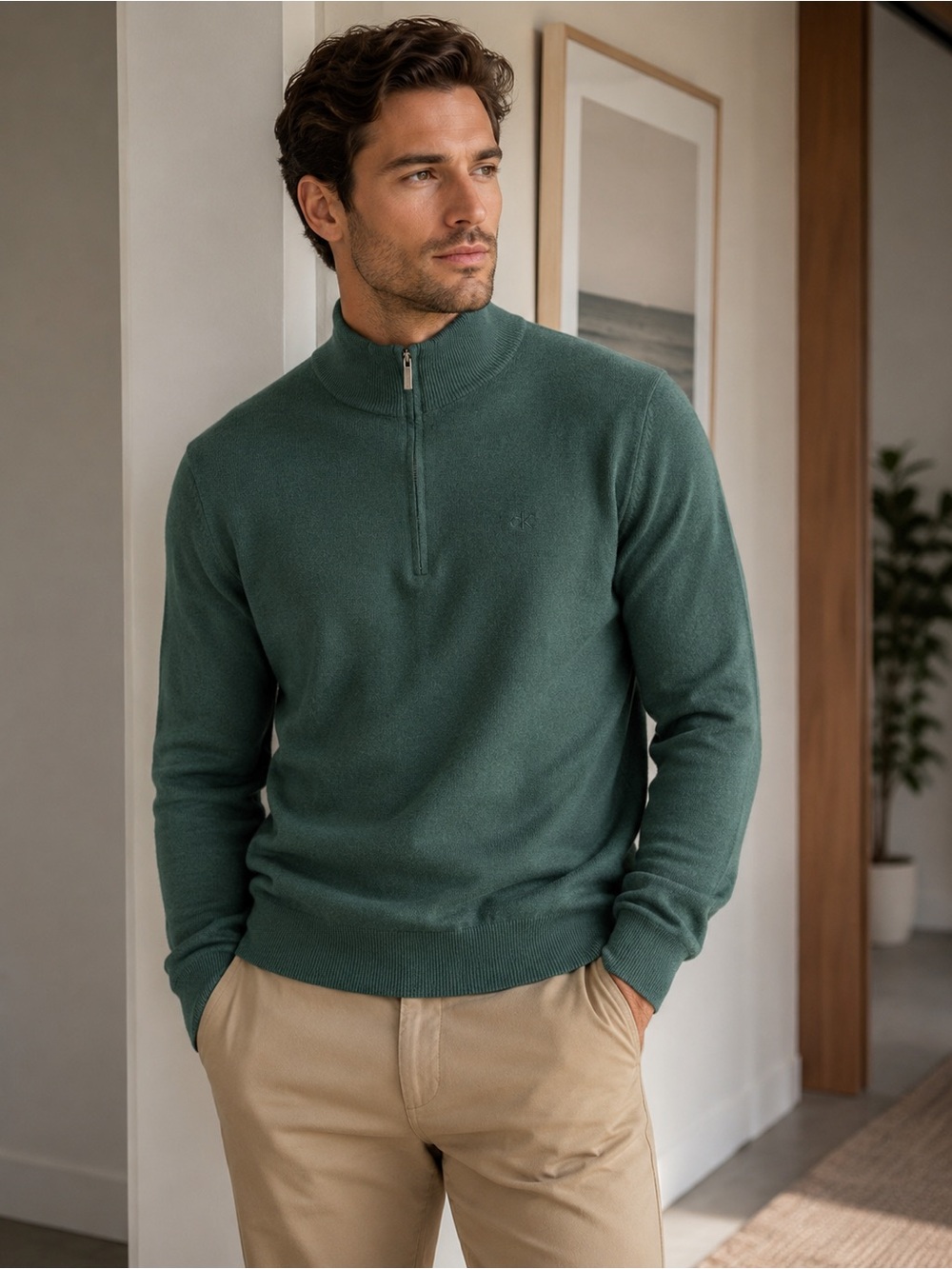 Men’s Calvin Klein Green Quarter-Zip Sweater